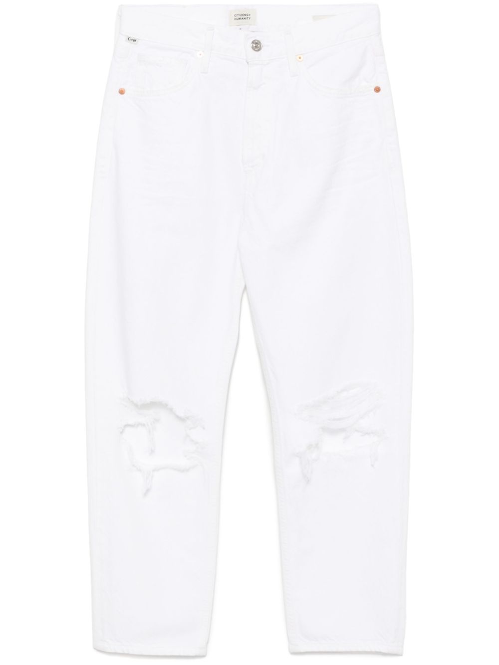 Distressed straight-leg jeans - White