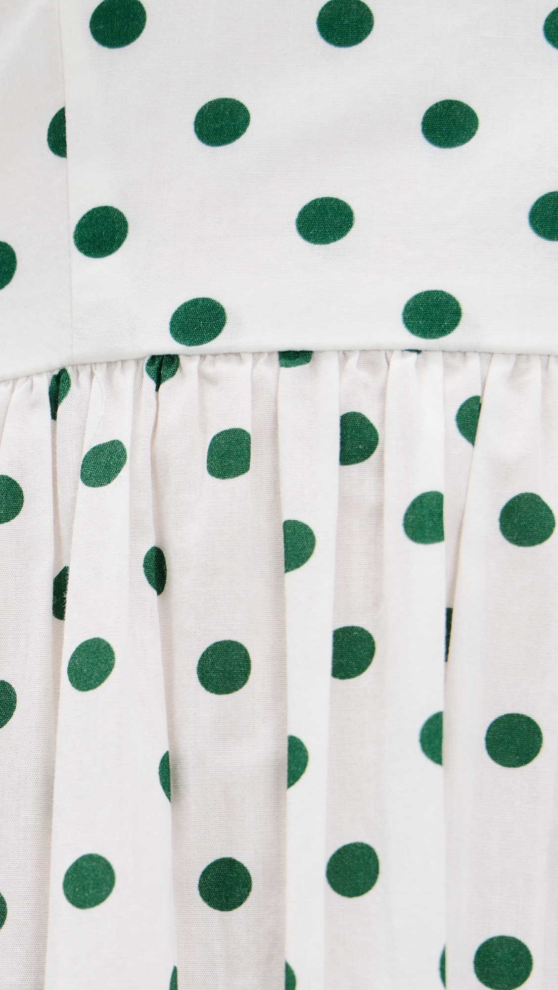 Emiliana Dress Ivory Green Polka Dot