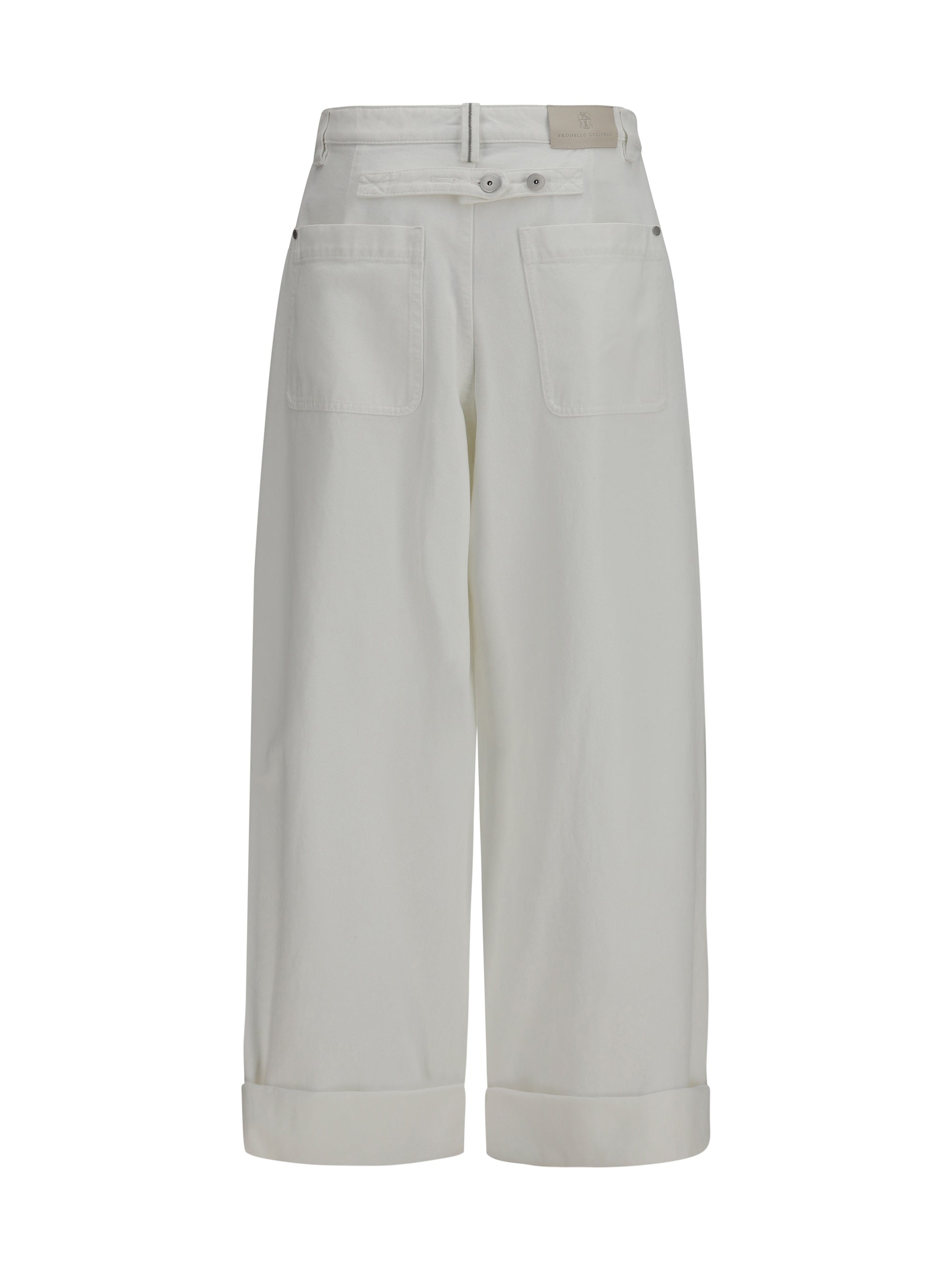 Wide-Leg Cotton Trousers — White