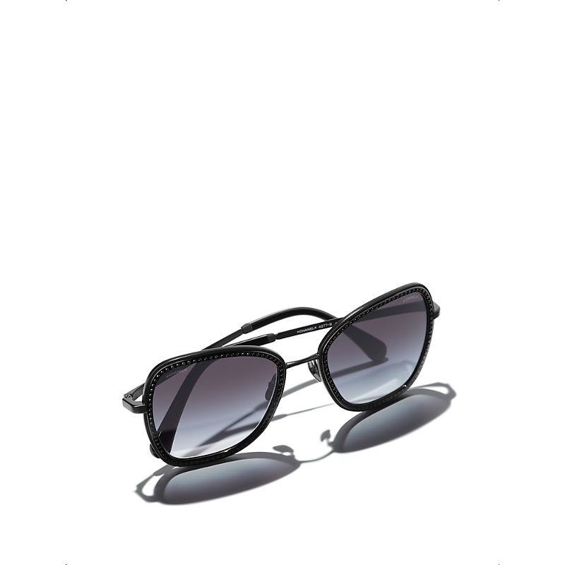 Womens Black Square Sunglasses