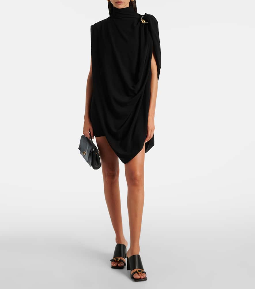 Draped embellished jersey minidress