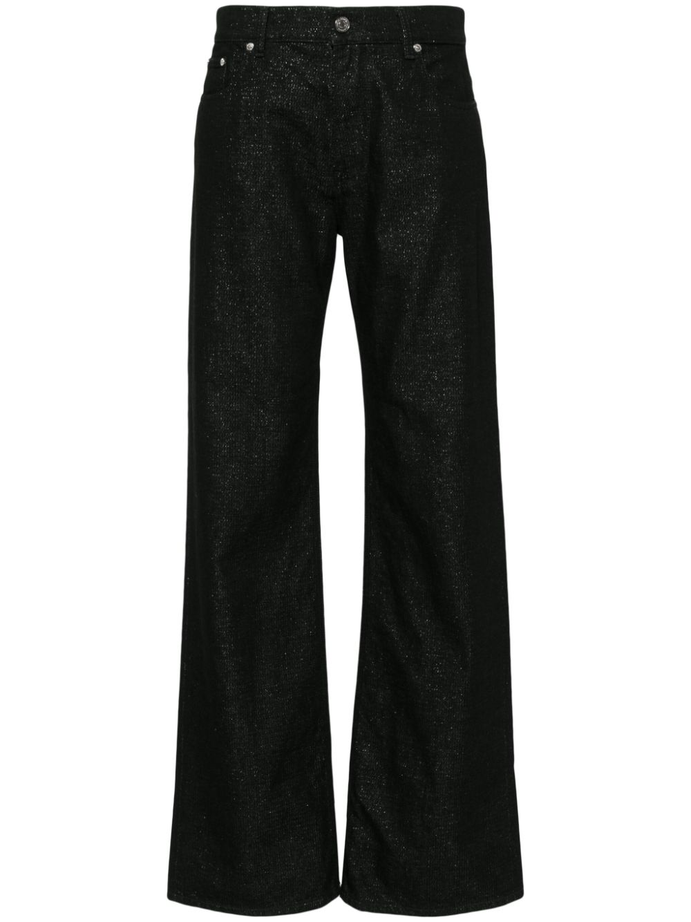 Lurex-detailing logo-patch jeans - Black