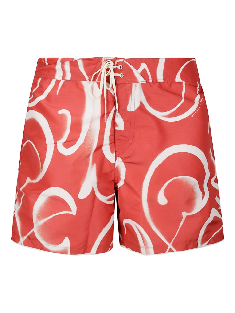 Lace-up print shorts - Red
