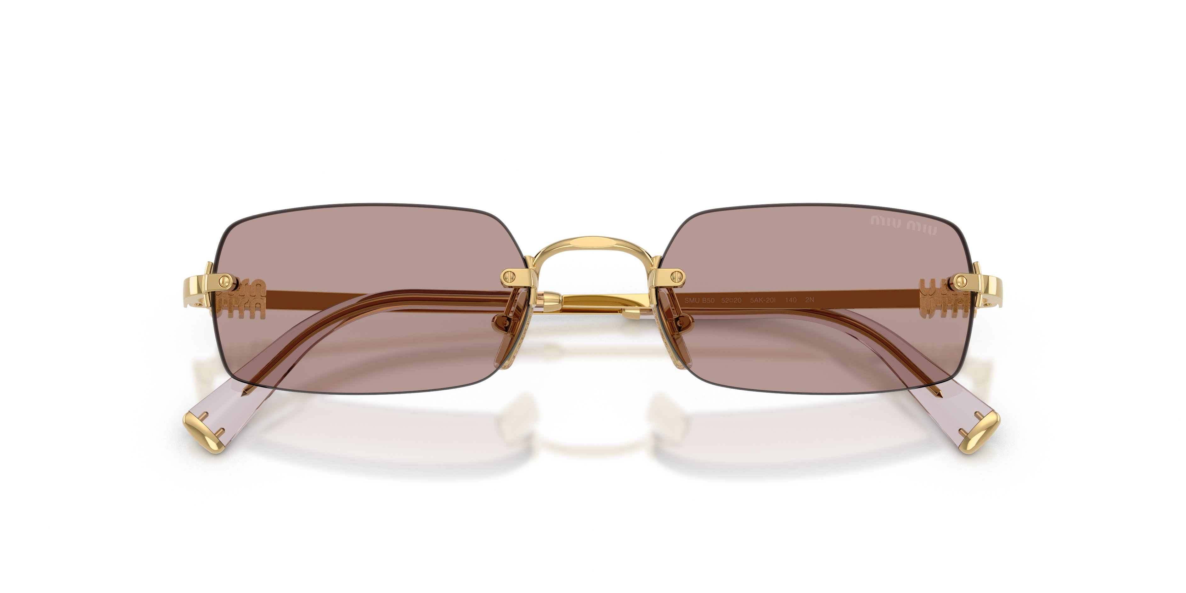 Miu Miu Woman Miu Miu MU B50S 5AK20I Sunglasses Metal Gold Brown Squared Norma