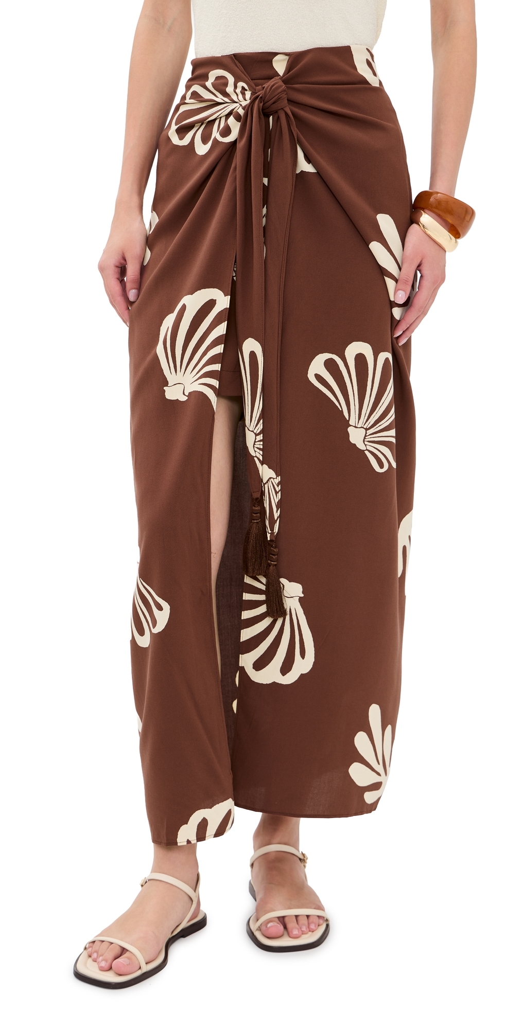 Brown Maritime Front Knot Maxi Skirt Brown Maritime