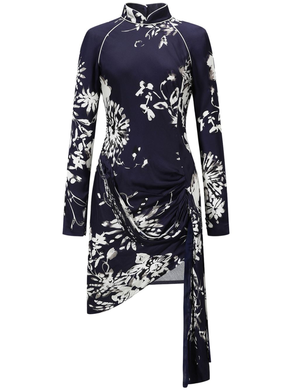 Mock neck floral minidress - Blue