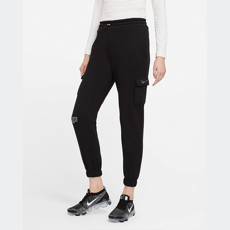 (WMNS) Sportswear Swoosh Slim Fit Bundle Feet Sports Pants/Trousers/Joggers Black