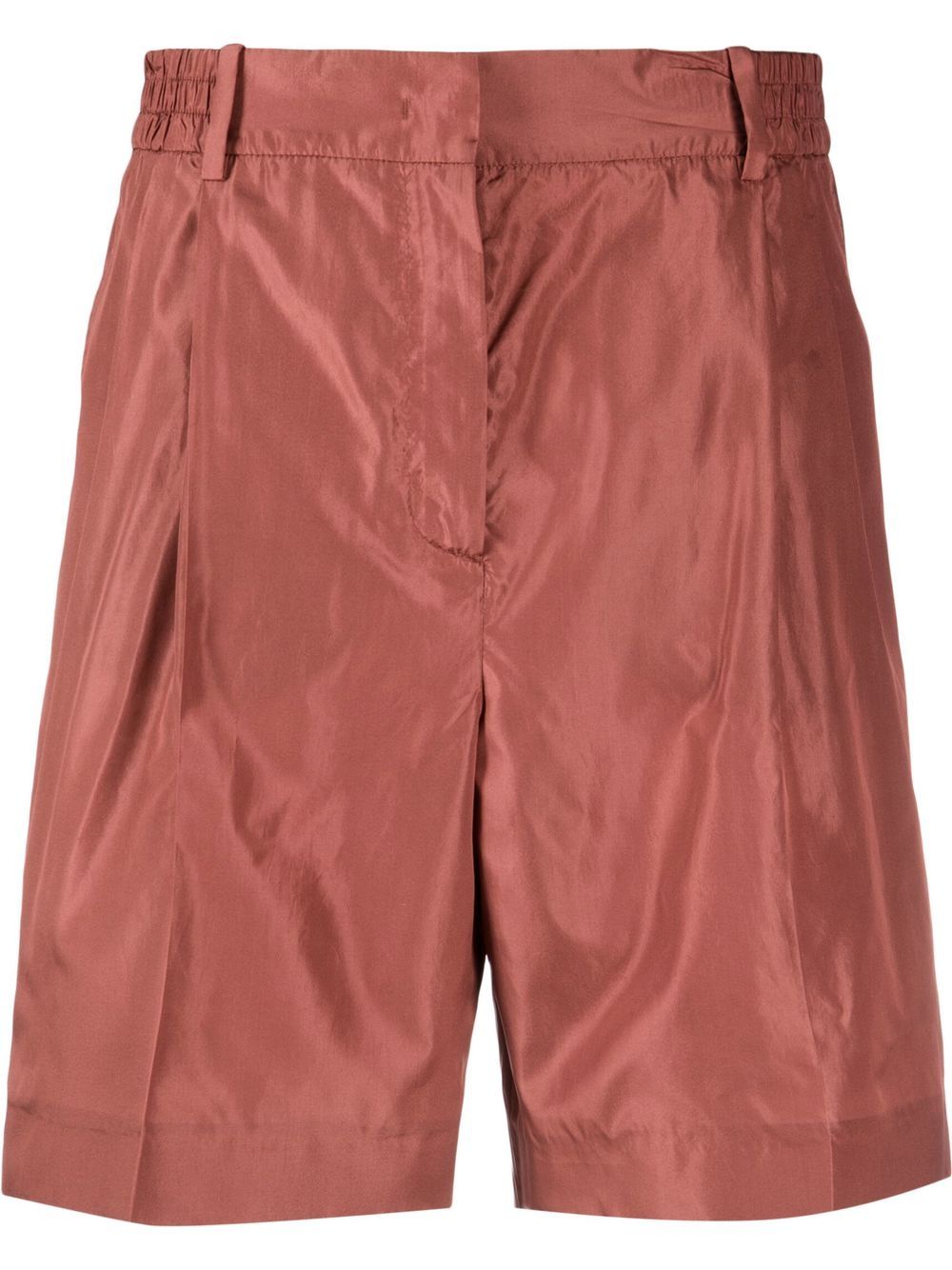High-waisted silk shorts - Red