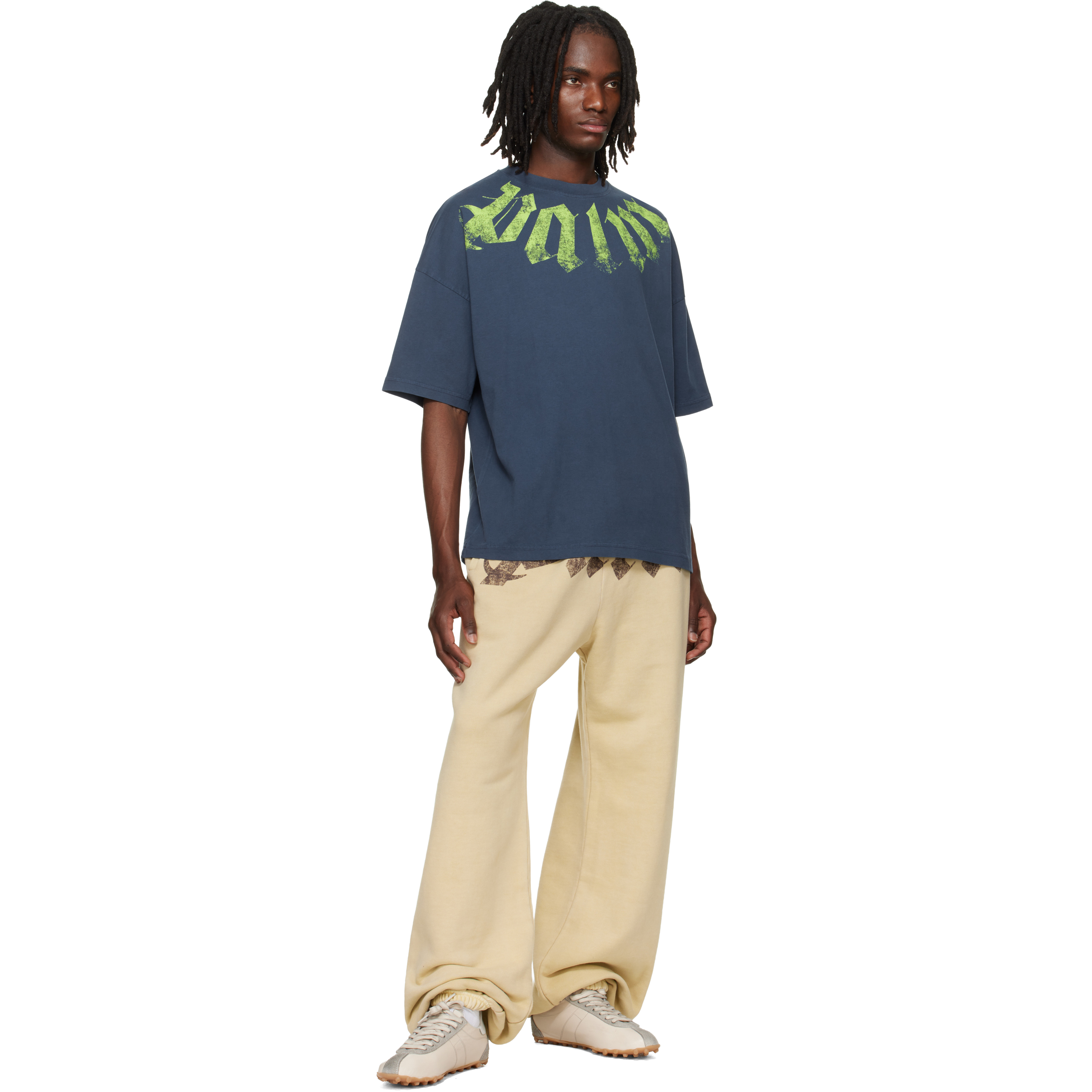Navy Big Neck Logo Loose T-shirt