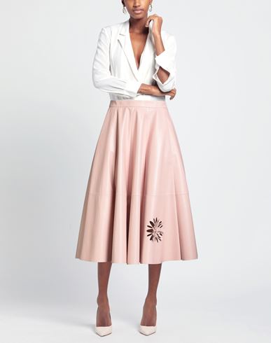 Woman Midi skirt Pink Size 10 Leather