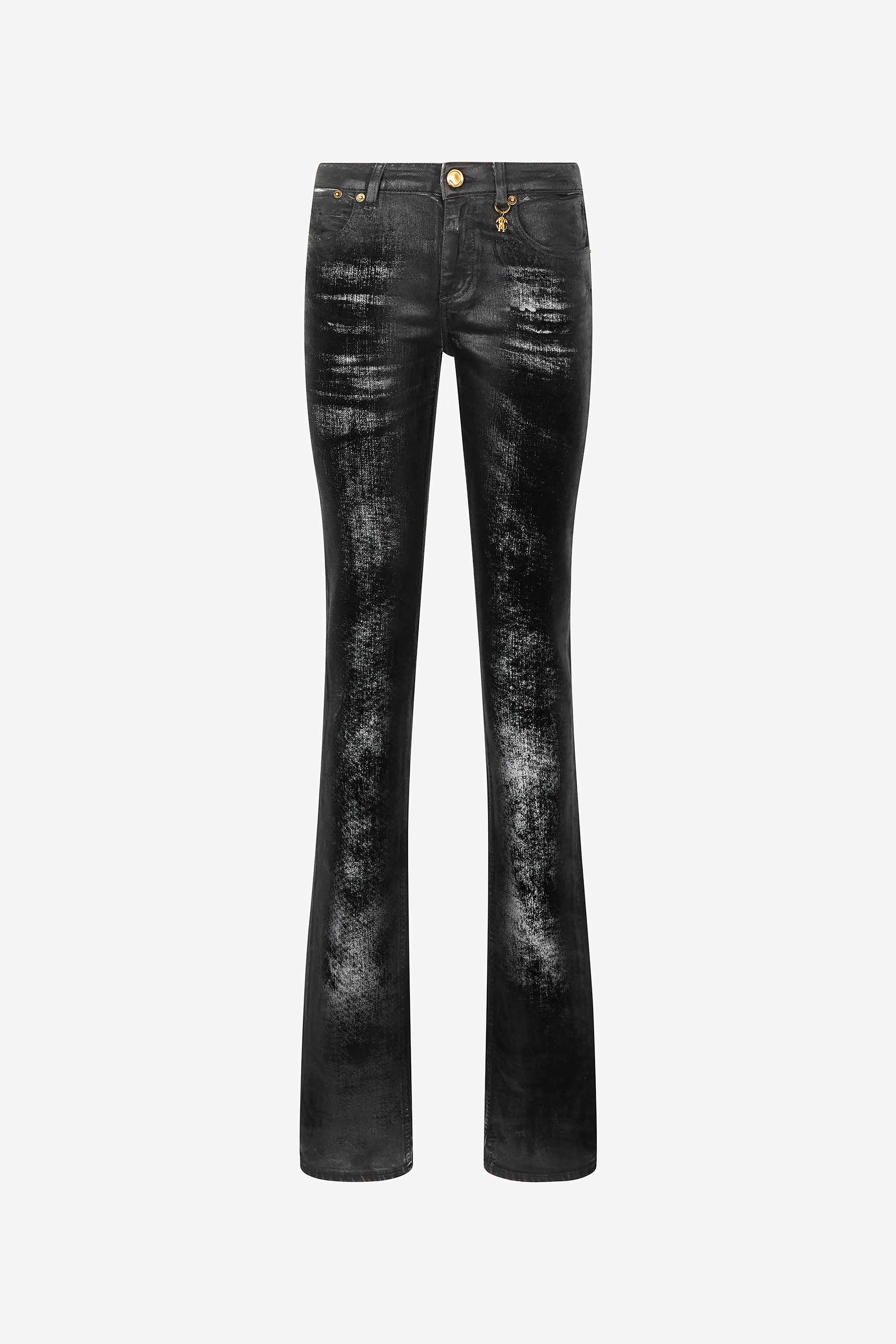 Distressed-effect Python Skin Jeans