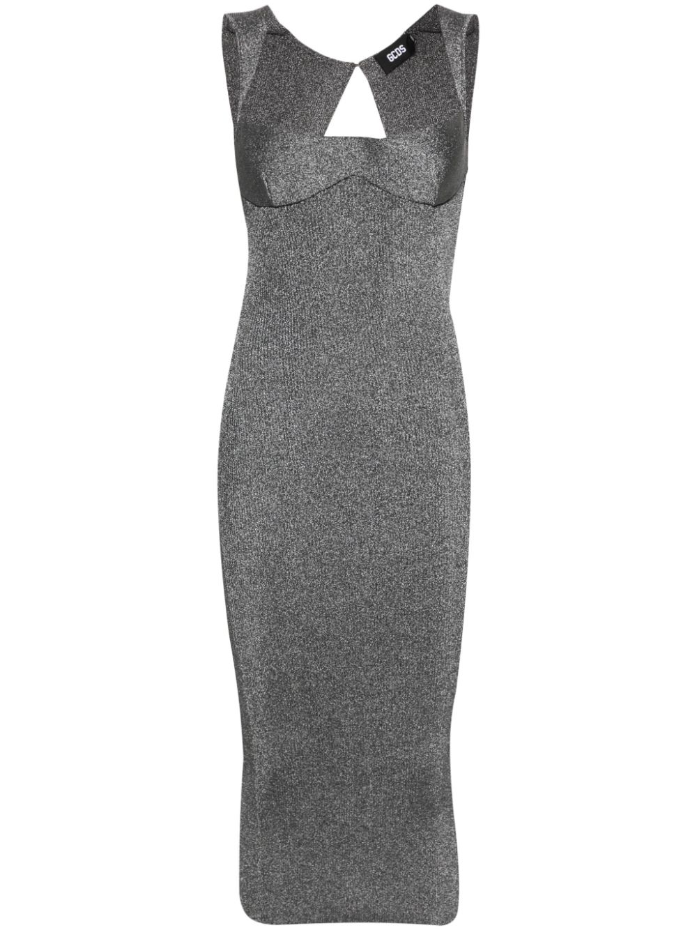 Lurex-detail ribbed maxi dress - Grey