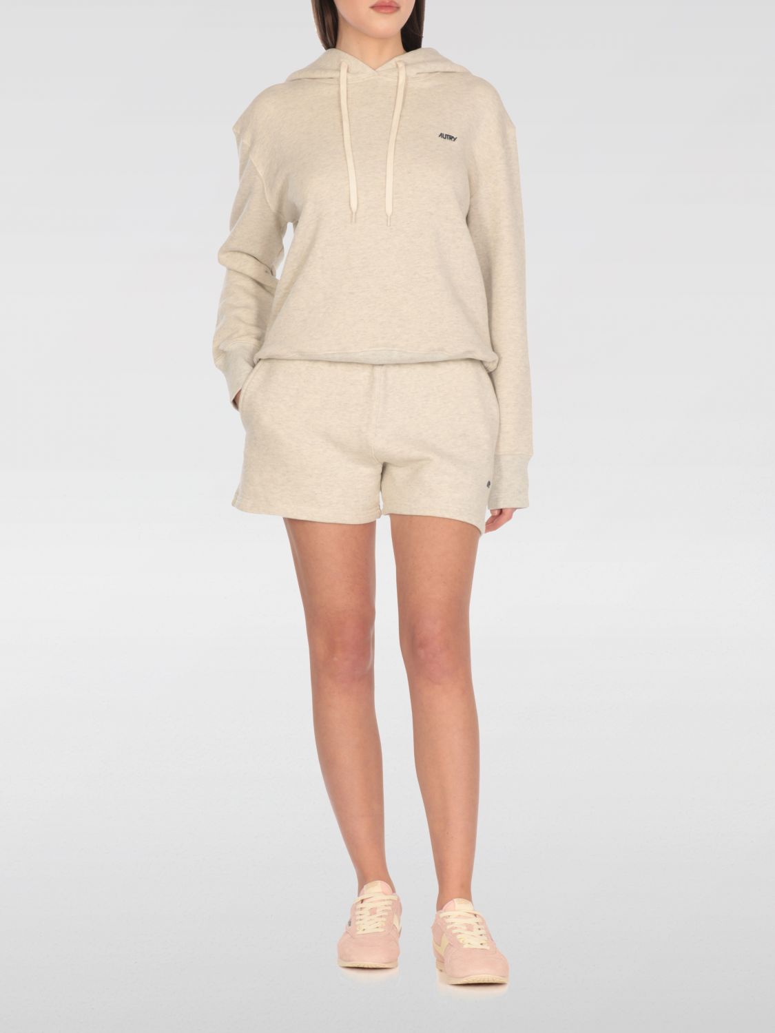 Logo-embroidered hoodie - Neutrals