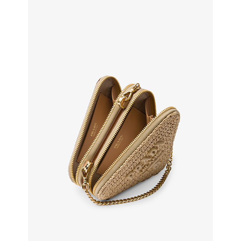 Womens Neutral Triangle-shaped Woven Cross-body bag 