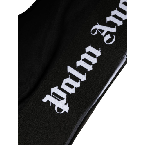 Black Bra With Contrasting Logo In Stretch Cotton Woman