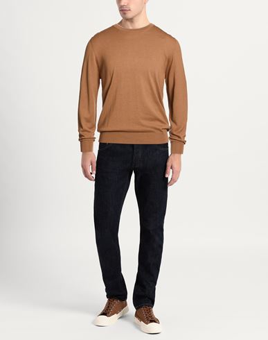 Man Sweater Camel Size 36 Silk, Cotton