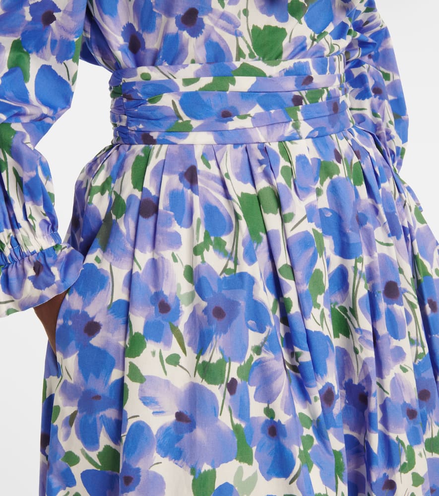 Floral cotton-blend midi skirt