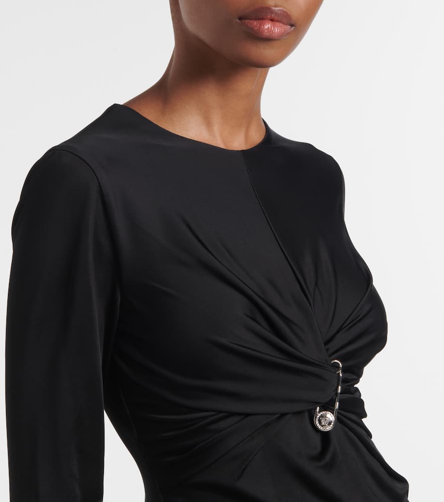 Safety Pin gathered jersey midi dress