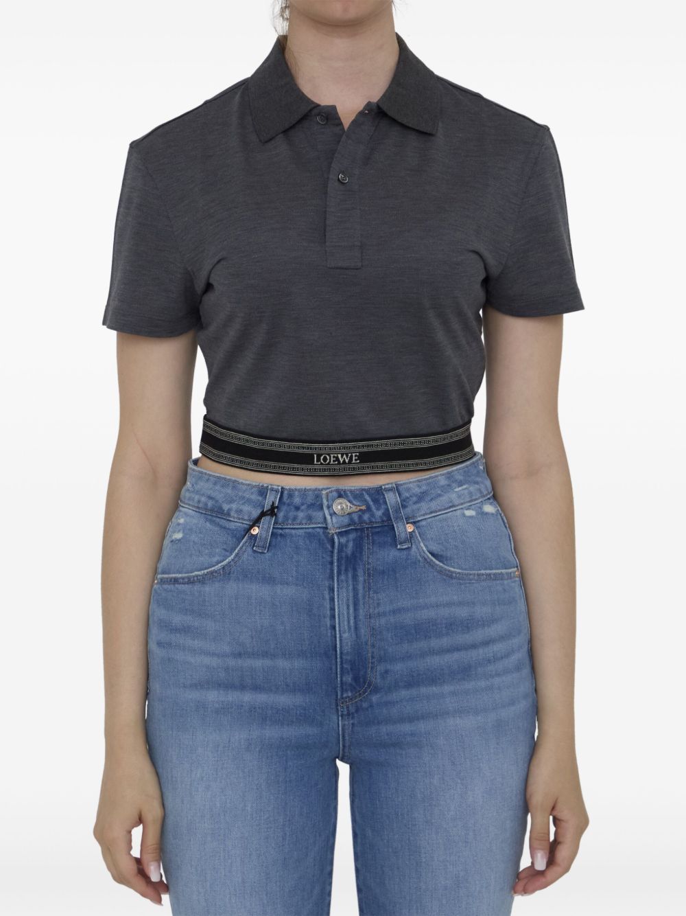 Cropped polo shirt - Grey