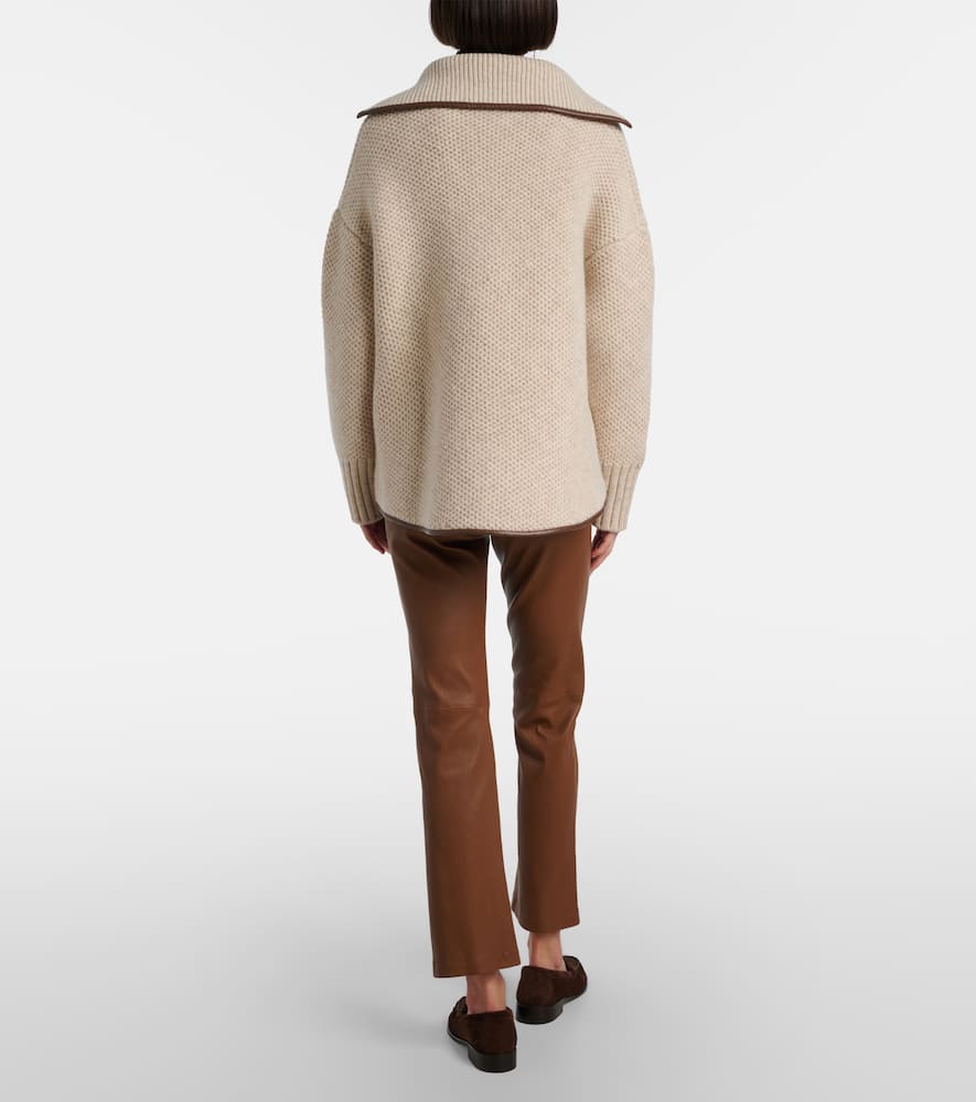 Cropped leather bootcut pants