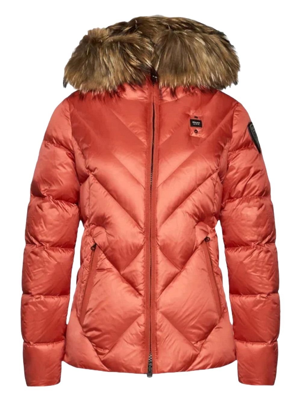 Fur-trimmed down coat - Orange