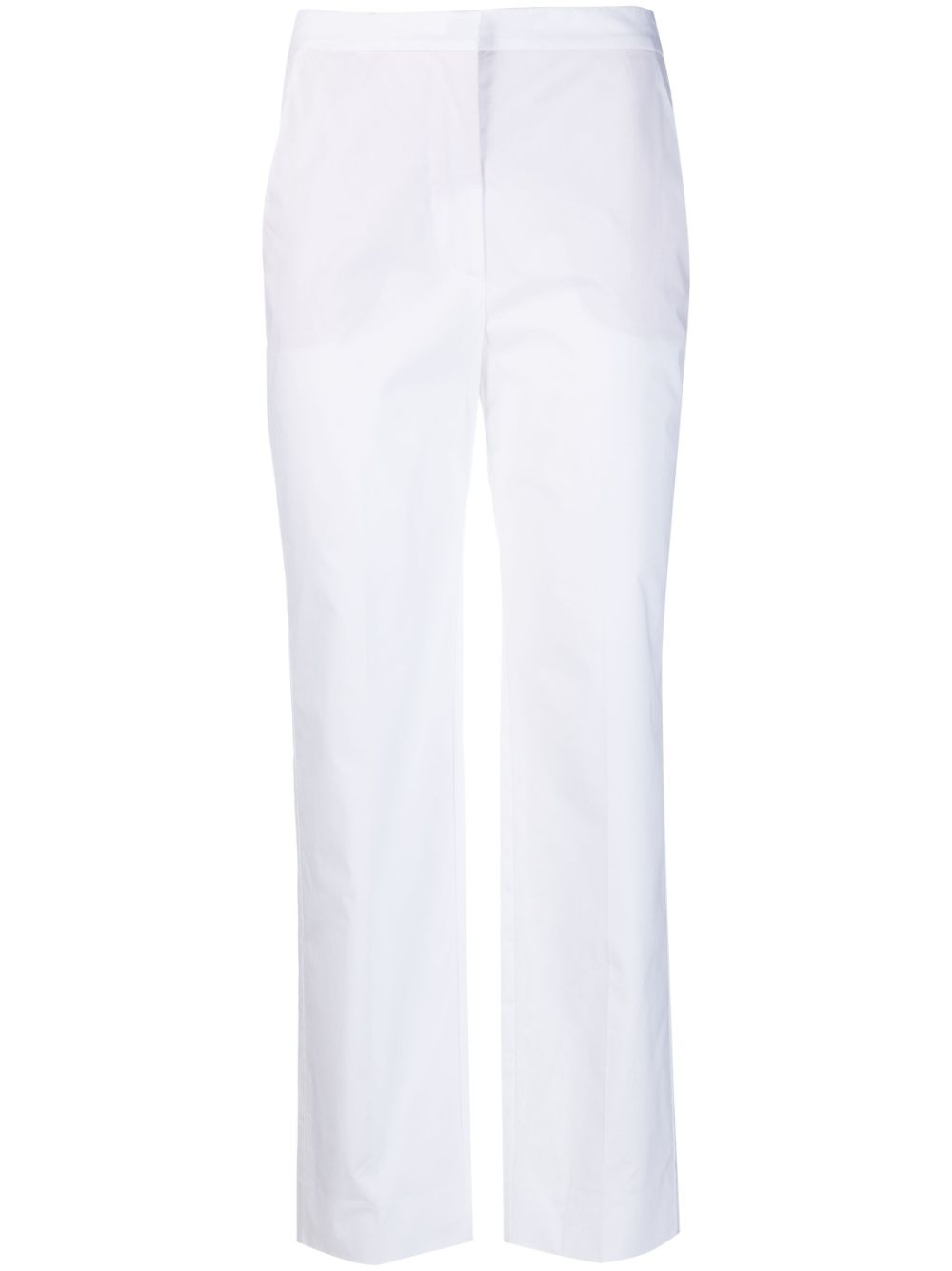 Concealed-fastening cotton trousers - White