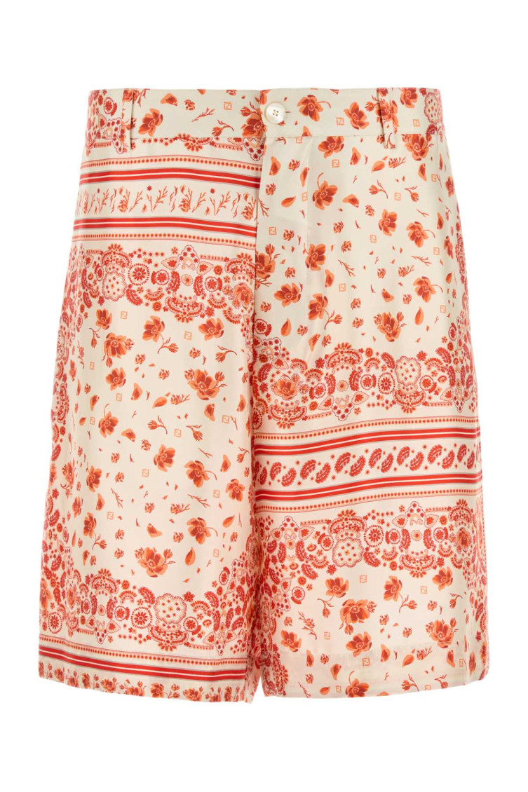 Printed Silk Bermuda Shorts
