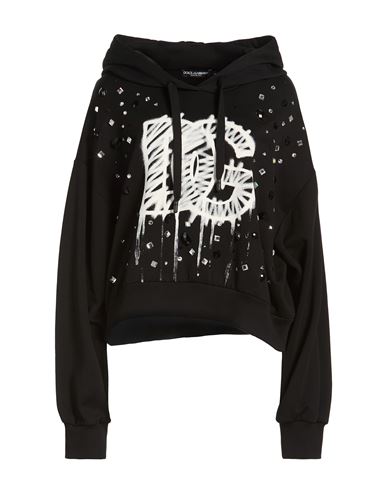 Woman Sweatshirt Black Size S Cotton, Glass, Plastic