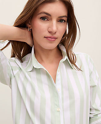 Ann Taylor Weekend Striped Relaxed Perfect Shirt