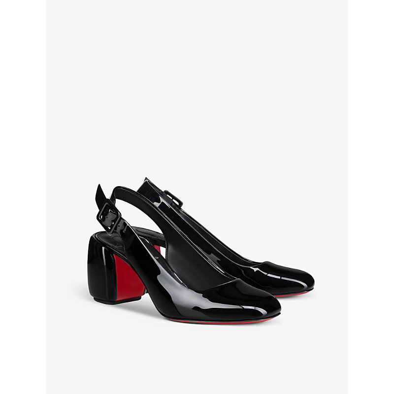 Womens Black Minny Sling 70 Patent-leather Heeled Courts