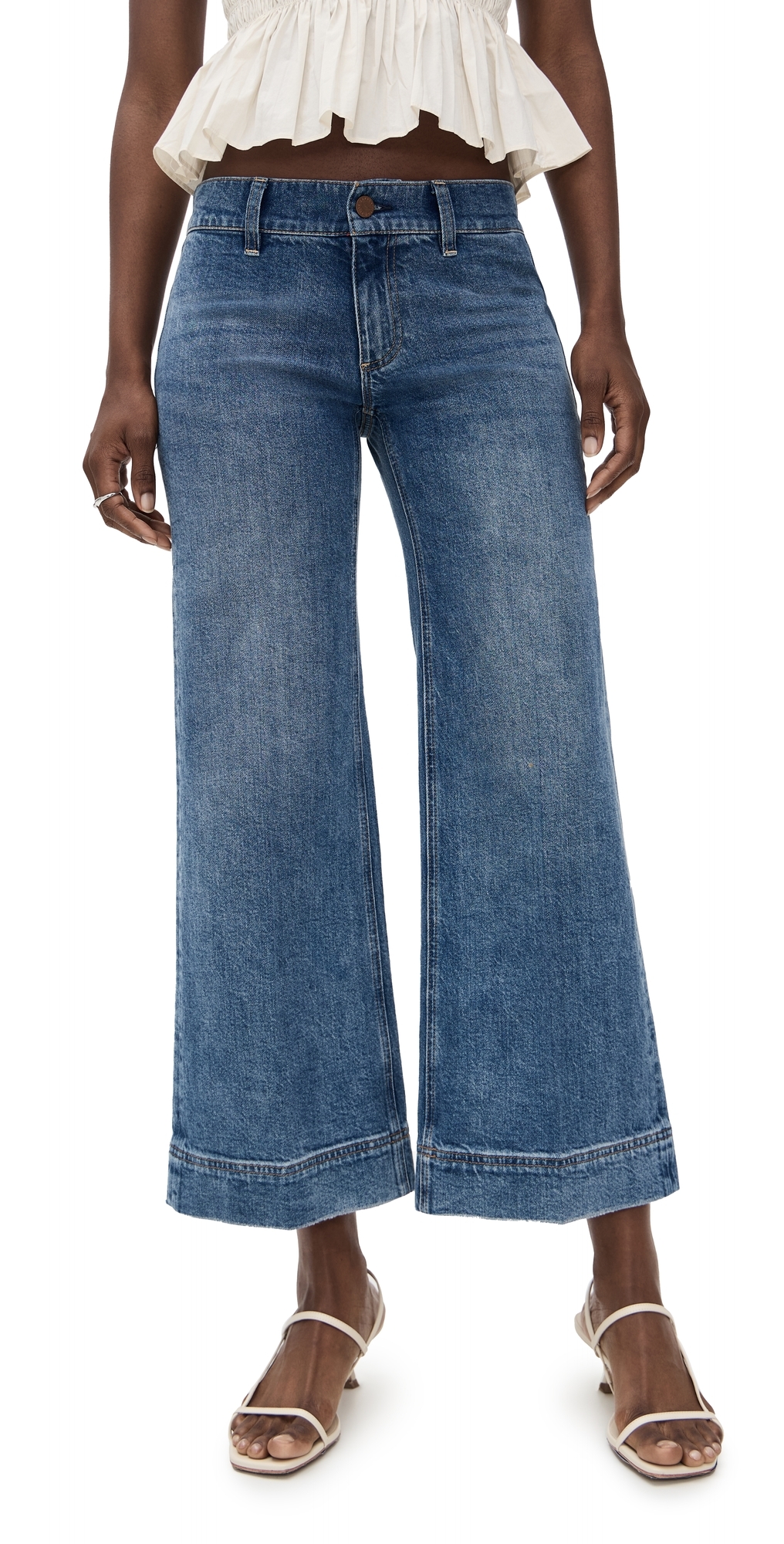 Slay Clean Wide Leg Ankle Jeans Avery Blue