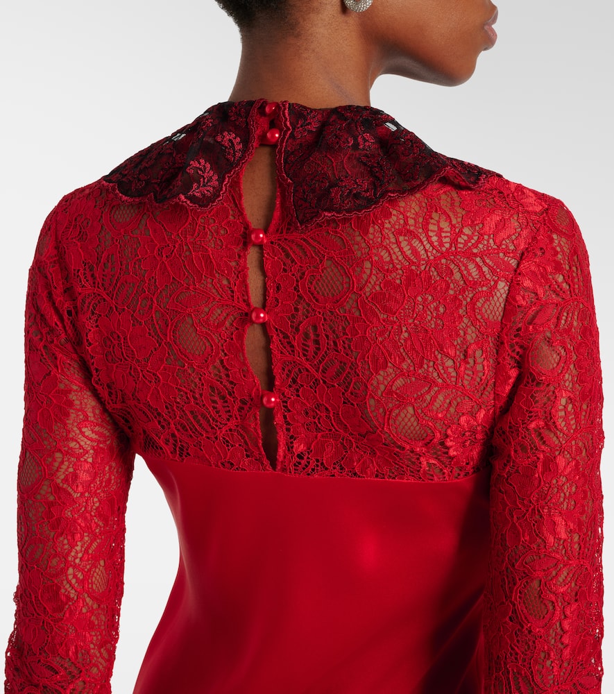 Lace-trimmed silk-blend satin gown