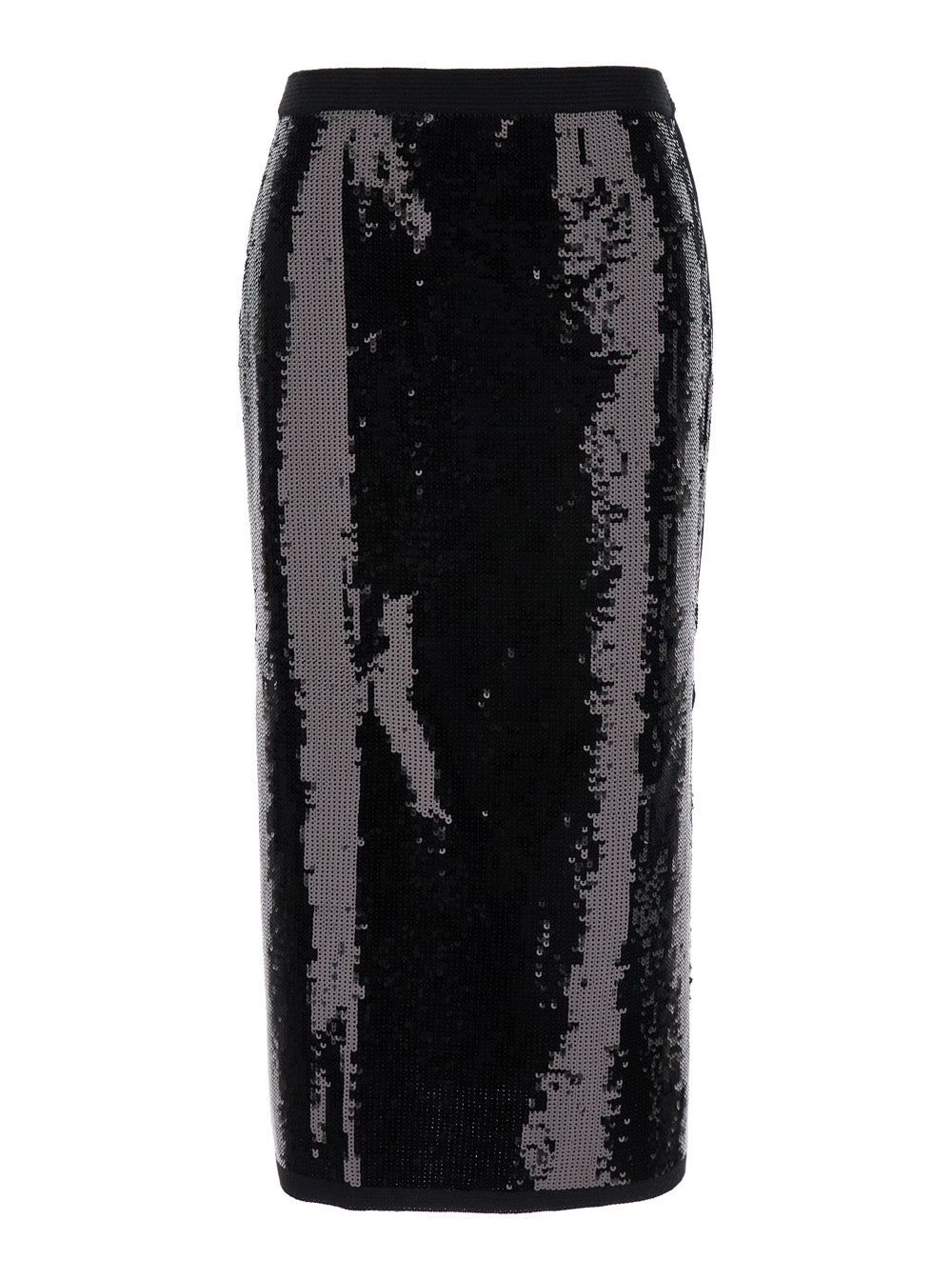 All-Over Sequin Midi Skirt — Black
