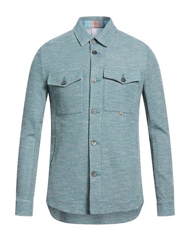 Man Shirt Blue Size 40 Polyester, Cotton
