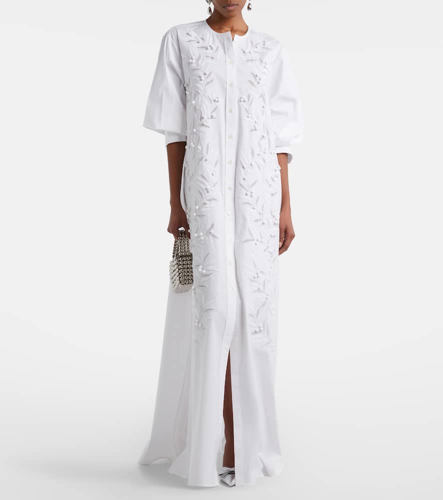 Embroidered cotton-blend gown
