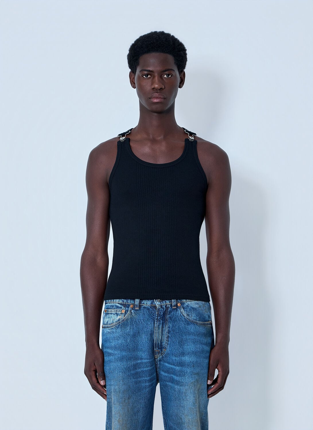 Ribbed Tank Top With Metal Hardware
