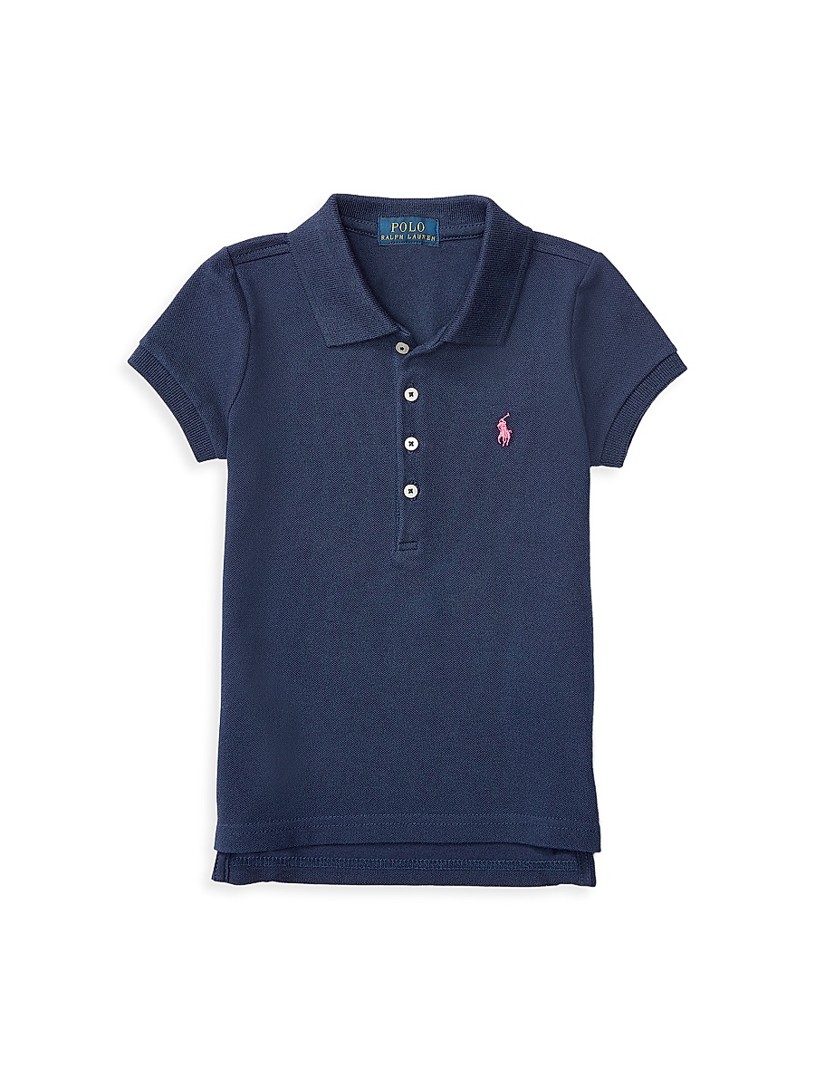 Little Girl's & Girl's Stretch Cotton Polo Shirt - Navy