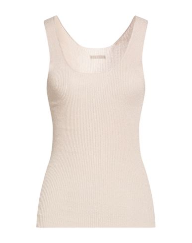 Woman Top Beige Size M Viscose, Polyamide, Metallic fiber