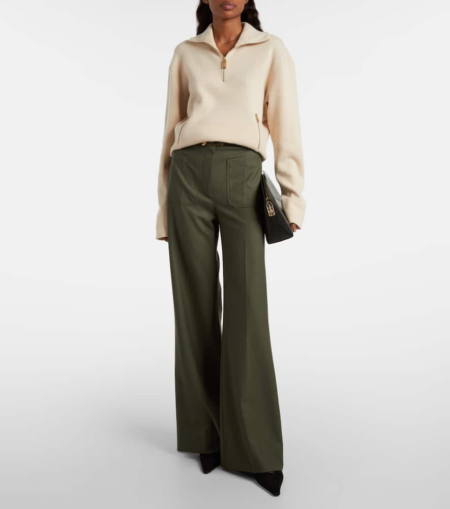Wool and cashmere half-zip sweater