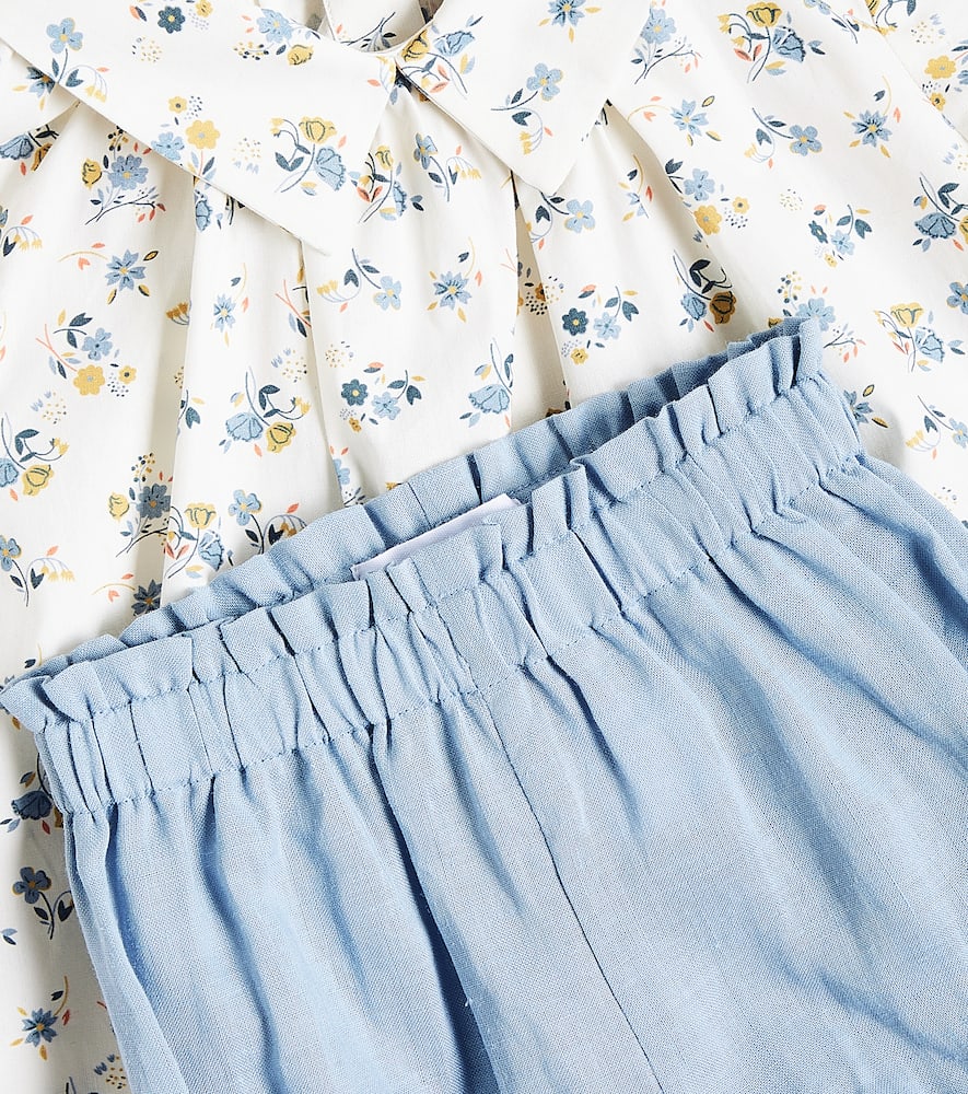 C'era Una Volta Baby Miki cotton-blend top and bloomers set