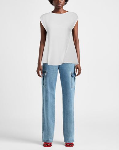 Alpha Studio Woman Top White Size 2 Tencel, Polyester