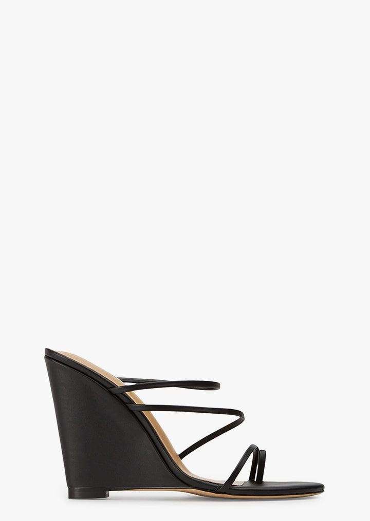 Gaia Black Capretto Wedges