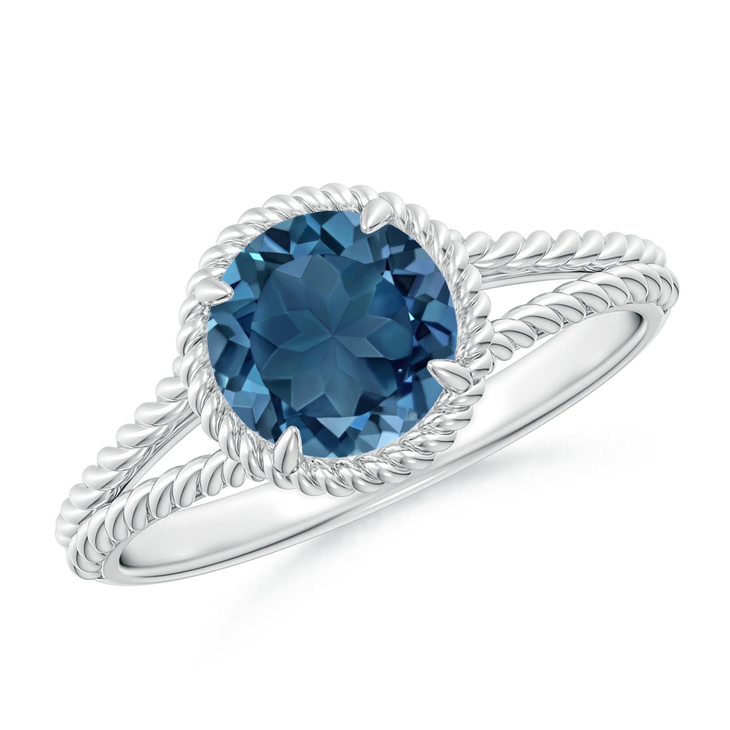 Angara 1.55 Carats London Blue Topaz Twist Rope Split Shank Ring in Platinum