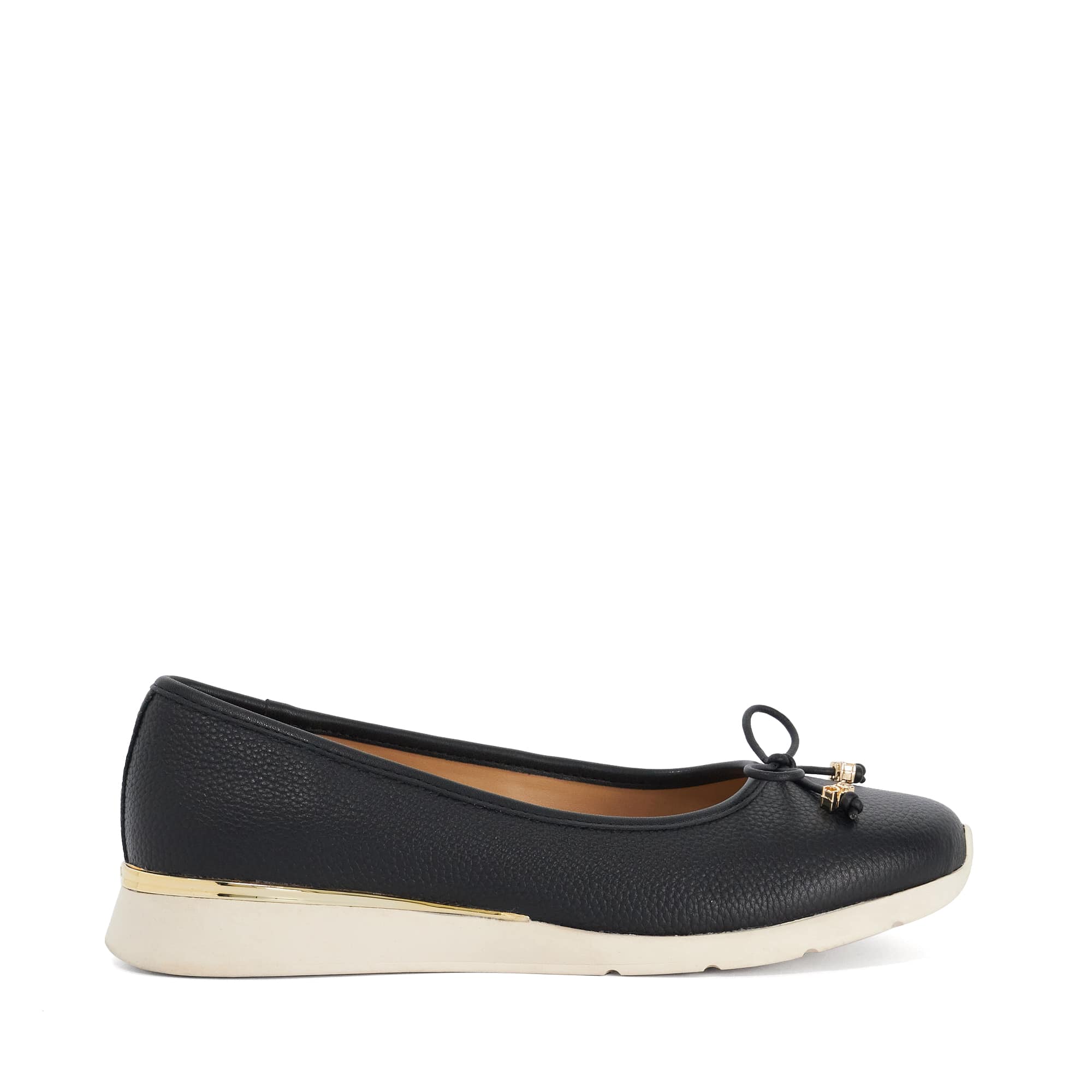 Dune London Womens Ladies Highline - Casual Ballet Flats - Black Leather