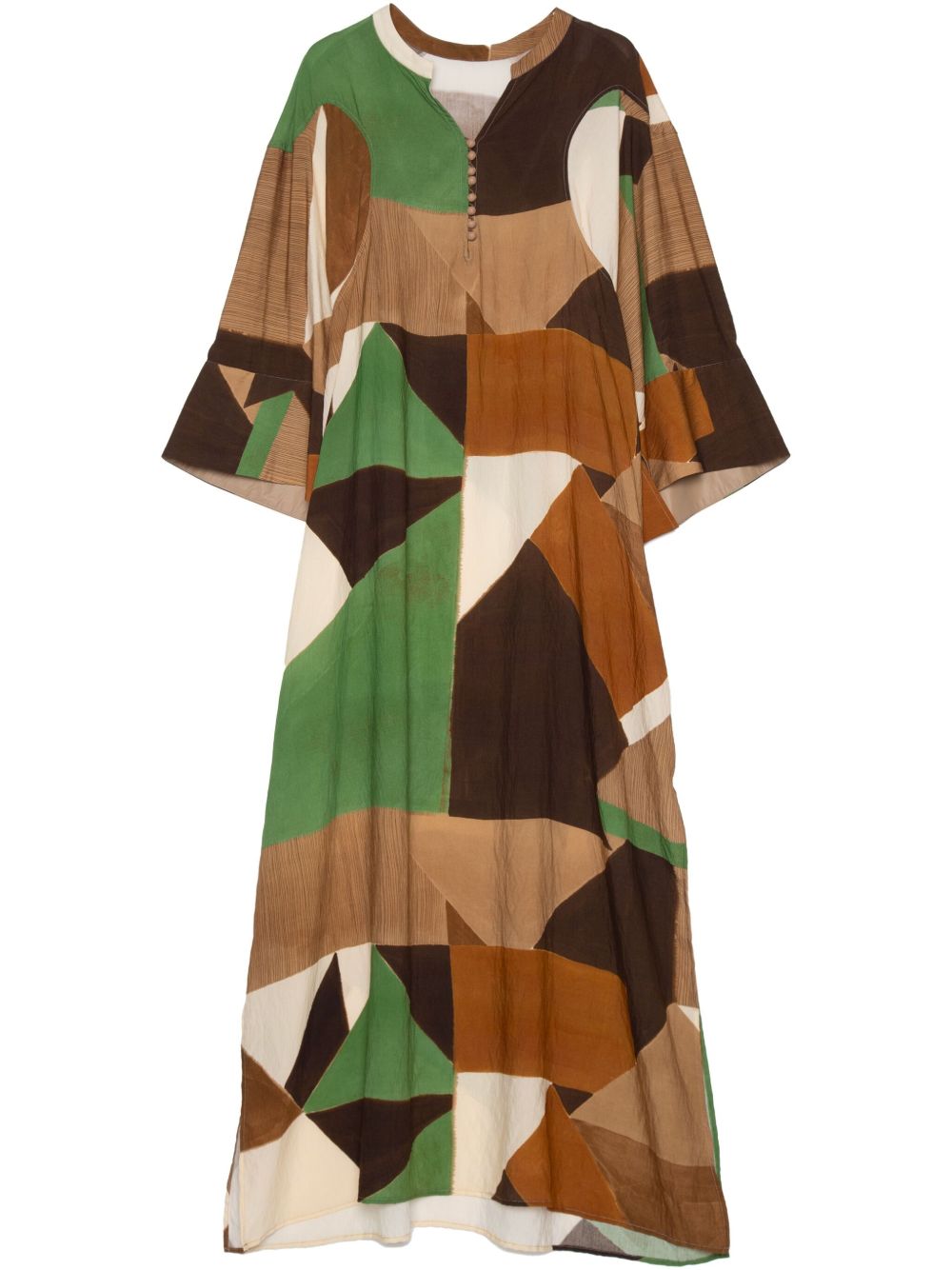 Geometric-print midi dress - Green