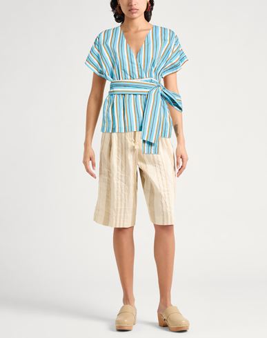 Malìparmi Woman Top Azure Size 10 Cotton, Polyamide, Viscose