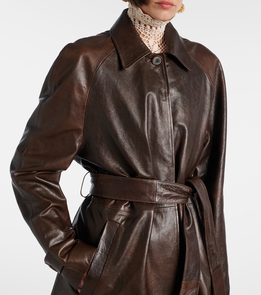 Leather trench coat