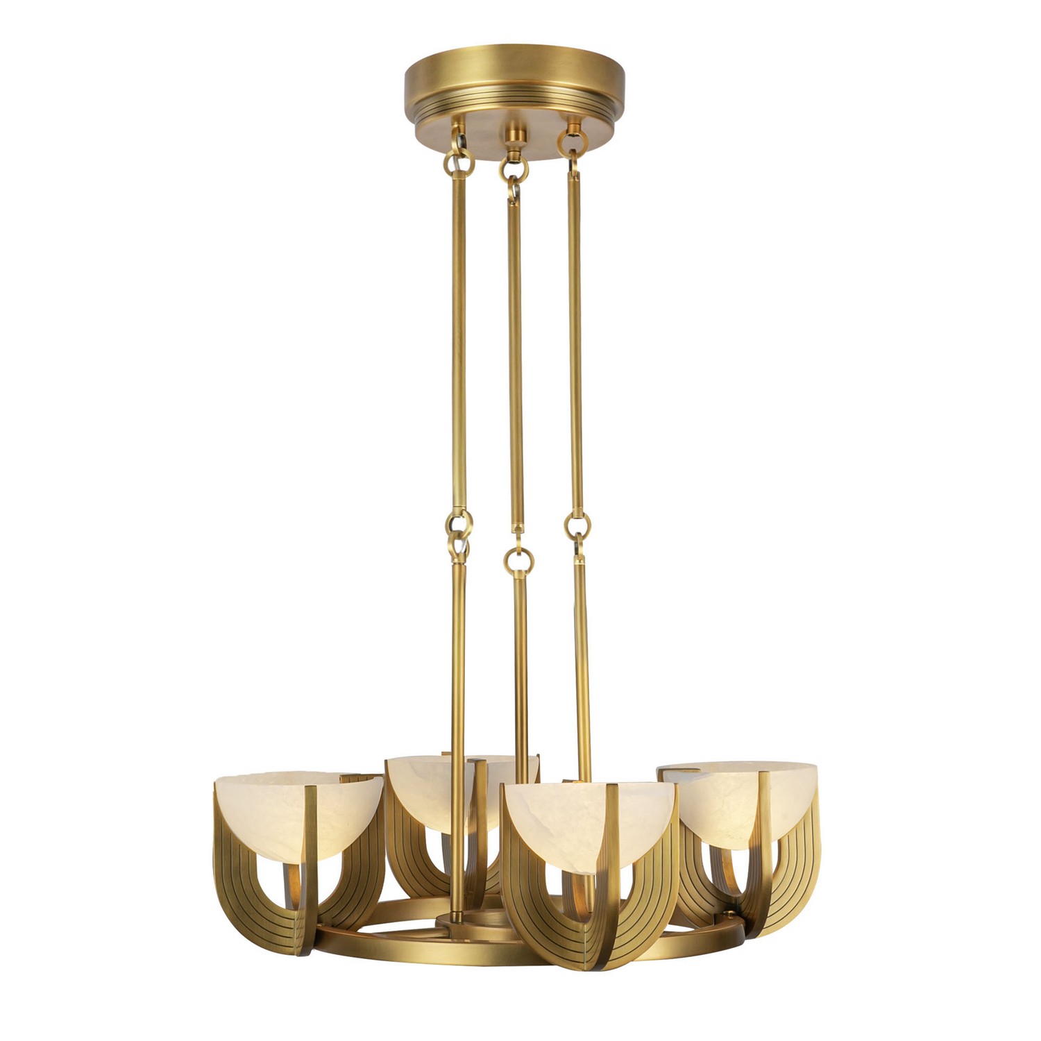 Vintage Brass Alabaster LED Chandelier from the Colette Collection