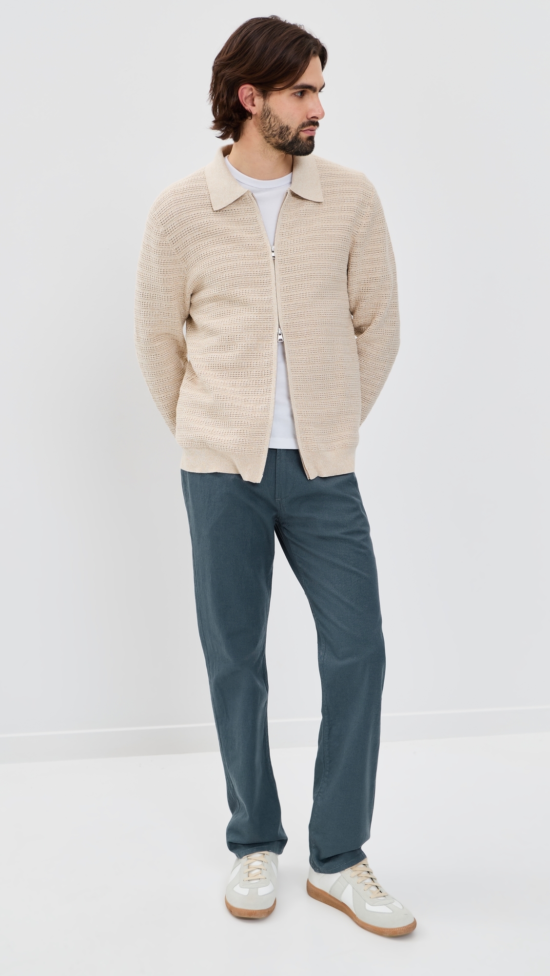 Elijah Straight Stretch Linen Jeans Stone Blue