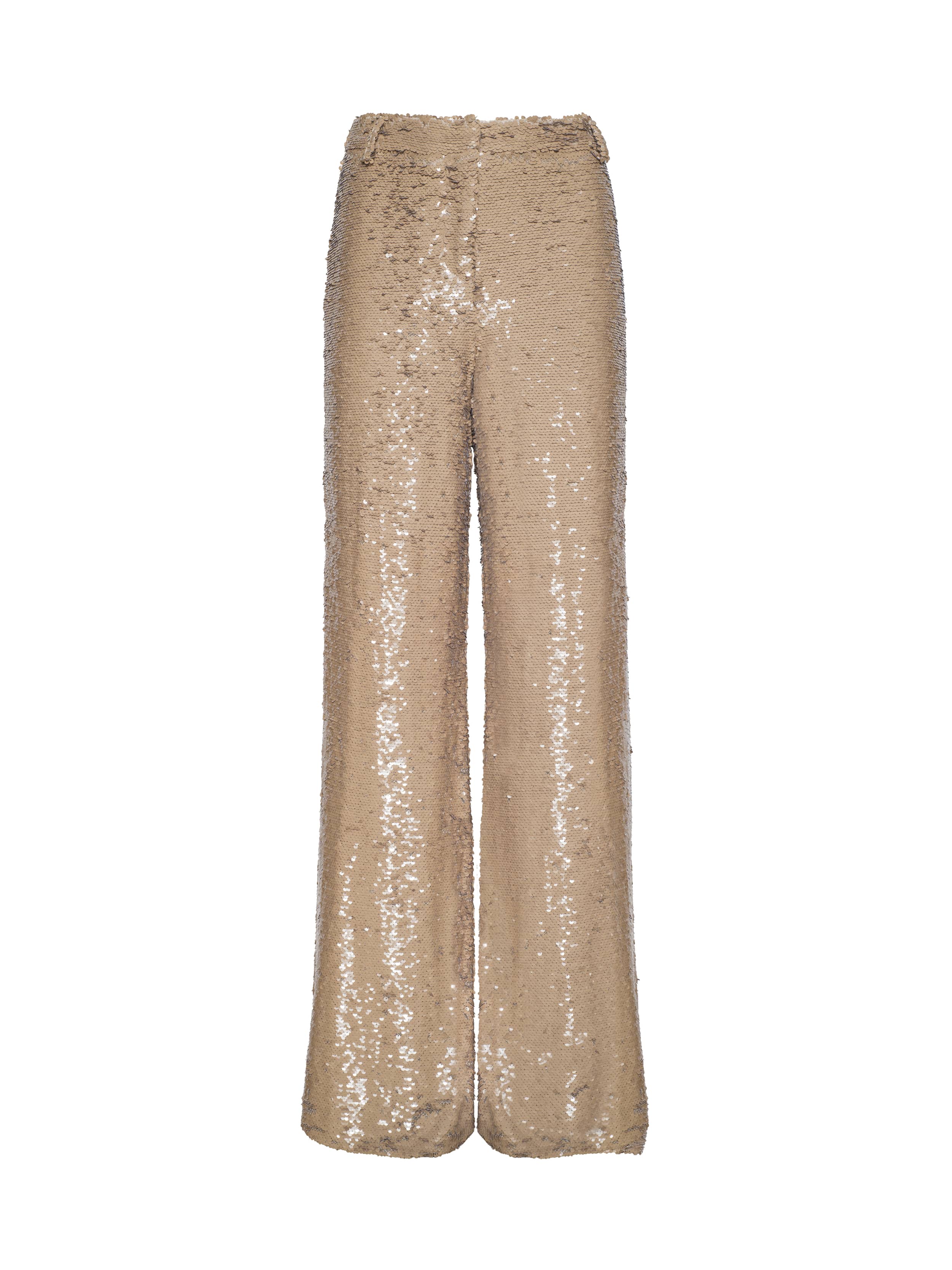 Gavin Sequin Wide-Leg Pants In Soft Camel